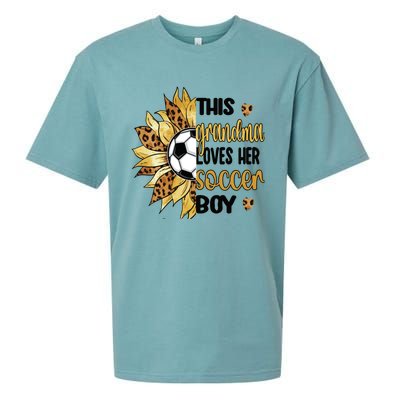 Grandma Loves Her Soccer Boy Soccer Player Grandmother Great Gift Sueded Cloud Jersey T-Shirt