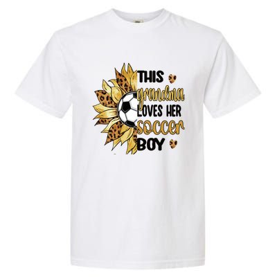 Grandma Loves Her Soccer Boy Soccer Player Grandmother Great Gift Garment-Dyed Heavyweight T-Shirt