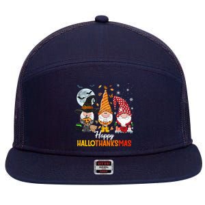 Gnomes Lover Halloween Merry Christmas Happy Hallothanksmas 7 Panel Mesh Trucker Snapback Hat