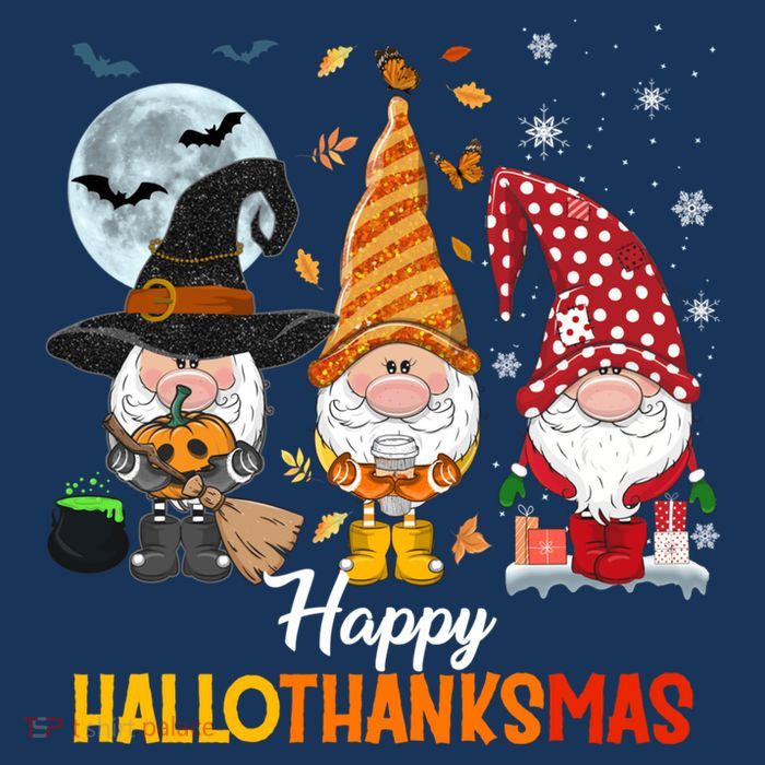 Gnomes Lover Halloween Merry Christmas Happy Hallothanksmas Tall T-Shirt