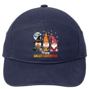 Gnomes Lover Halloween Merry Christmas Happy Hallothanksmas 7-Panel Snapback Hat