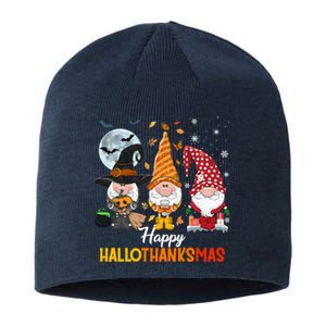 Gnomes Lover Halloween Merry Christmas Happy Hallothanksmas Sustainable Beanie