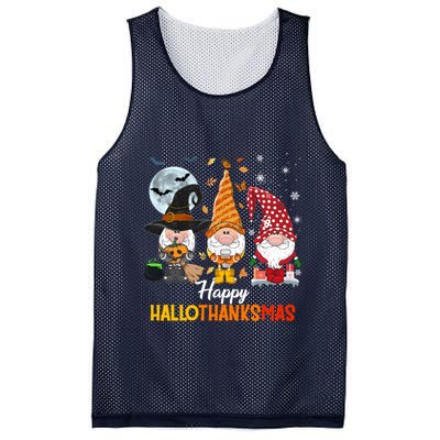 Gnomes Lover Halloween Merry Christmas Happy Hallothanksmas Mesh Reversible Basketball Jersey Tank