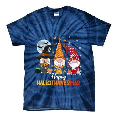 Gnomes Lover Halloween Merry Christmas Happy Hallothanksmas Tie-Dye T-Shirt