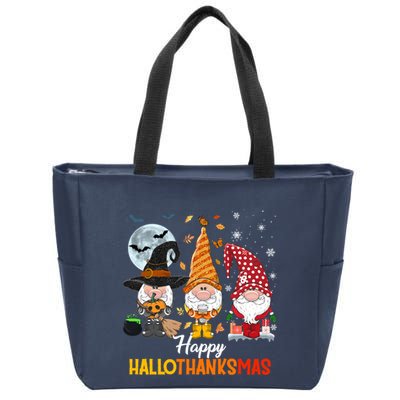 Gnomes Lover Halloween Merry Christmas Happy Hallothanksmas Zip Tote Bag