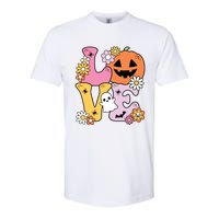 Groovy Love Halloween Floral Pumpkin Ghost Retro Softstyle CVC T-Shirt