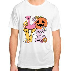 Groovy Love Halloween Floral Pumpkin Ghost Retro Adult ChromaSoft Performance T-Shirt