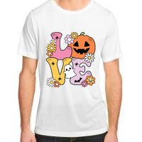 Groovy Love Halloween Floral Pumpkin Ghost Retro Adult ChromaSoft Performance T-Shirt