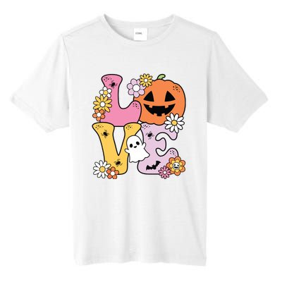 Groovy Love Halloween Floral Pumpkin Ghost Retro Tall Fusion ChromaSoft Performance T-Shirt