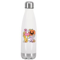 Groovy Love Halloween Floral Pumpkin Ghost Retro Stainless Steel Insulated Water Bottle