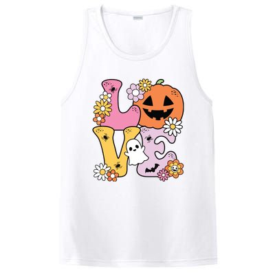 Groovy Love Halloween Floral Pumpkin Ghost Retro PosiCharge Competitor Tank