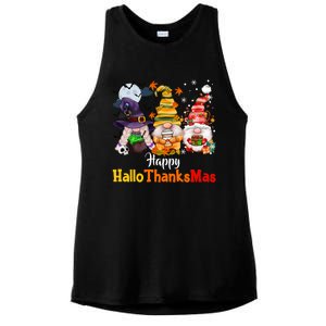 Gnomes Lover Halloween Merry Christmas Happy Hallothanksmas Ladies PosiCharge Tri-Blend Wicking Tank