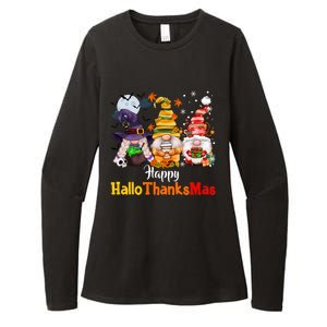 Gnomes Lover Halloween Merry Christmas Happy Hallothanksmas Womens CVC Long Sleeve Shirt