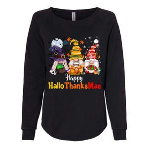 Gnomes Lover Halloween Merry Christmas Happy Hallothanksmas Womens California Wash Sweatshirt