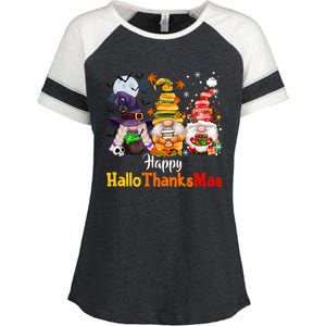 Gnomes Lover Halloween Merry Christmas Happy Hallothanksmas Enza Ladies Jersey Colorblock Tee