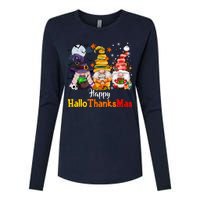 Gnomes Lover Halloween Merry Christmas Happy Hallothanksmas Womens Cotton Relaxed Long Sleeve T-Shirt