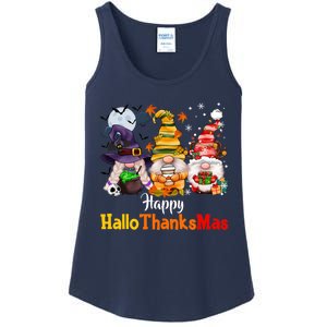 Gnomes Lover Halloween Merry Christmas Happy Hallothanksmas Ladies Essential Tank