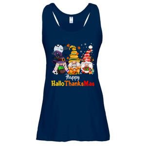 Gnomes Lover Halloween Merry Christmas Happy Hallothanksmas Ladies Essential Flowy Tank