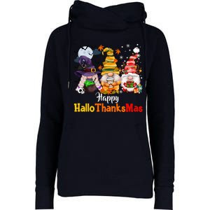 Gnomes Lover Halloween Merry Christmas Happy Hallothanksmas Womens Funnel Neck Pullover Hood