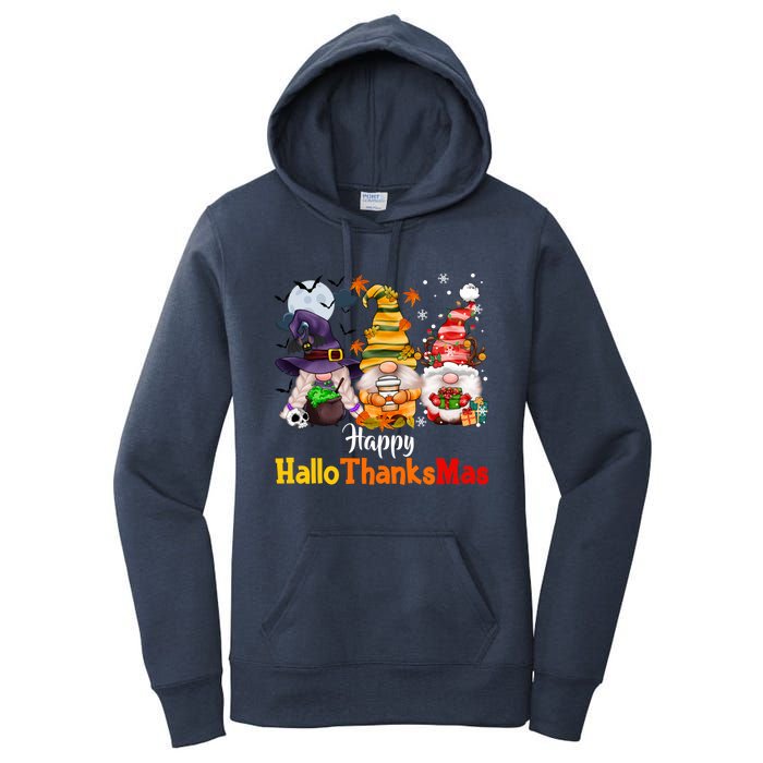 Gnomes Lover Halloween Merry Christmas Happy Hallothanksmas Women's Pullover Hoodie