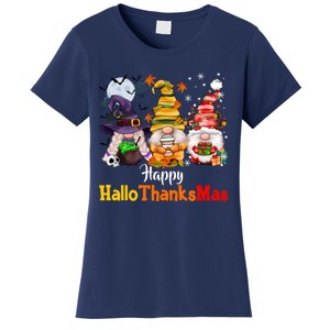 Gnomes Lover Halloween Merry Christmas Happy Hallothanksmas Women's T-Shirt