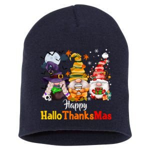 Gnomes Lover Halloween Merry Christmas Happy Hallothanksmas Short Acrylic Beanie