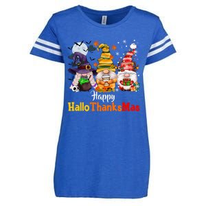 Gnomes Lover Halloween Merry Christmas Happy Hallothanksmas Enza Ladies Jersey Football T-Shirt