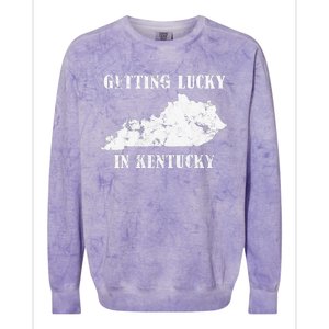 Getting Lucky In Kentucky Distressed Kentucky Colorblast Crewneck Sweatshirt