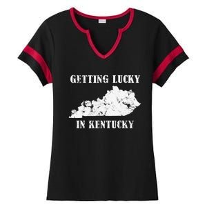 Getting Lucky In Kentucky Distressed Kentucky Ladies Halftime Notch Neck Tee