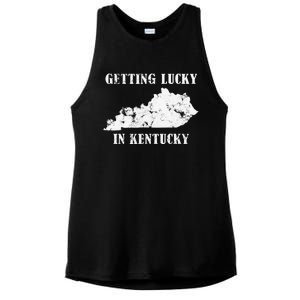 Getting Lucky In Kentucky Distressed Kentucky Ladies PosiCharge Tri-Blend Wicking Tank