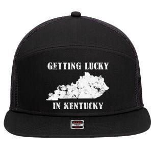 Getting Lucky In Kentucky Distressed Kentucky 7 Panel Mesh Trucker Snapback Hat