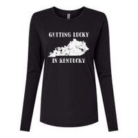 Getting Lucky In Kentucky Distressed Kentucky Womens Cotton Relaxed Long Sleeve T-Shirt