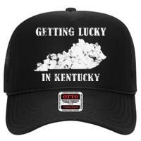 Getting Lucky In Kentucky Distressed Kentucky High Crown Mesh Back Trucker Hat