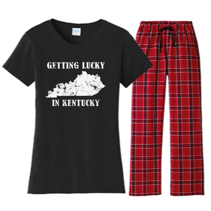 Getting Lucky In Kentucky Distressed Kentucky Women's Flannel Pajama Set