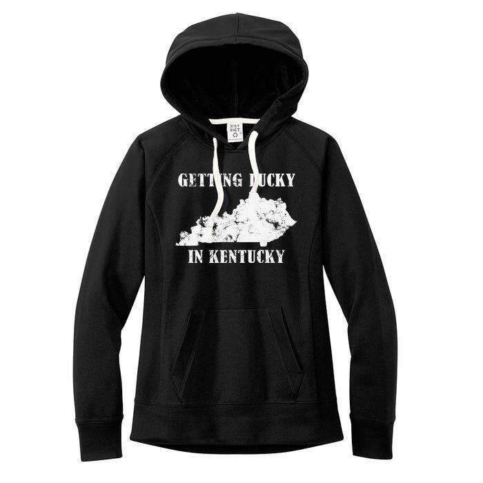 Getting Lucky In Kentucky Distressed Kentucky Women's Fleece Hoodie