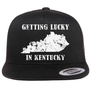 Getting Lucky In Kentucky Distressed Kentucky Flat Bill Trucker Hat