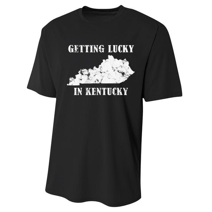 Getting Lucky In Kentucky Distressed Kentucky Performance Sprint T-Shirt