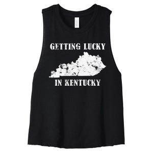 Getting Lucky In Kentucky Distressed Kentucky Women's Racerback Cropped Tank