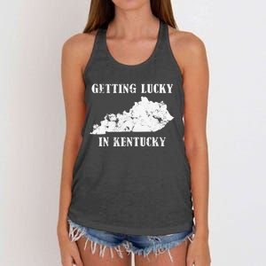 Getting Lucky In Kentucky Distressed Kentucky Women's Knotted Racerback Tank