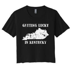 Getting Lucky In Kentucky Distressed Kentucky Women's Crop Top Tee