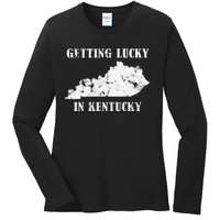 Getting Lucky In Kentucky Distressed Kentucky Ladies Long Sleeve Shirt