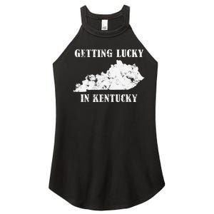 Getting Lucky In Kentucky Distressed Kentucky Women's Perfect Tri Rocker Tank