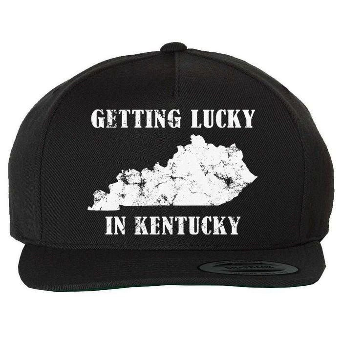 Getting Lucky In Kentucky Distressed Kentucky Wool Snapback Cap