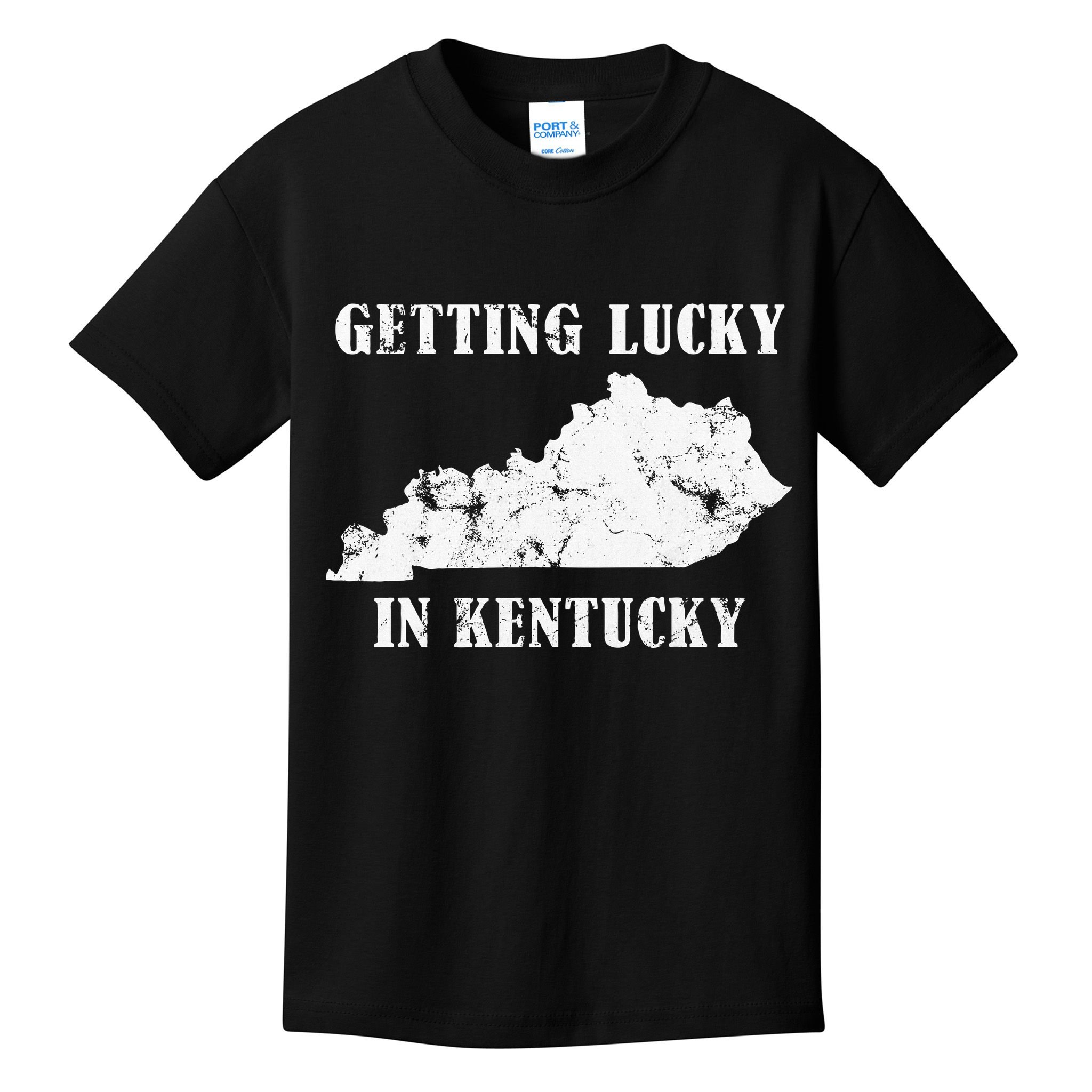 Getting Lucky In Kentucky Distressed Kentucky Kids T-Shirt