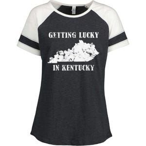 Getting Lucky In Kentucky Distressed Kentucky Enza Ladies Jersey Colorblock Tee