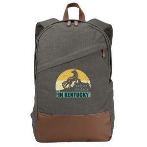 Gettin Lucky In Kentucky Horse Racing Derby Kentucky Day Gift Cotton Canvas Backpack