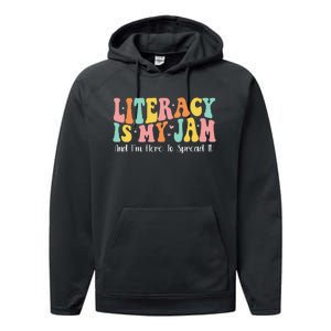 Groovy Literacy Is My Jam And IM Here To Spread It Performance Fleece Hoodie