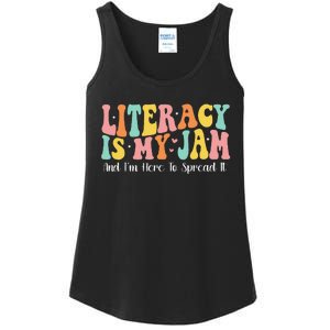 Groovy Literacy Is My Jam And IM Here To Spread It Ladies Essential Tank