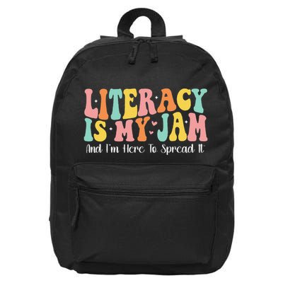 Groovy Literacy Is My Jam And IM Here To Spread It 16 in Basic Backpack