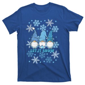 Gnome Let It Snow Snowflakes Blue Holiday Winter Gift T-Shirt